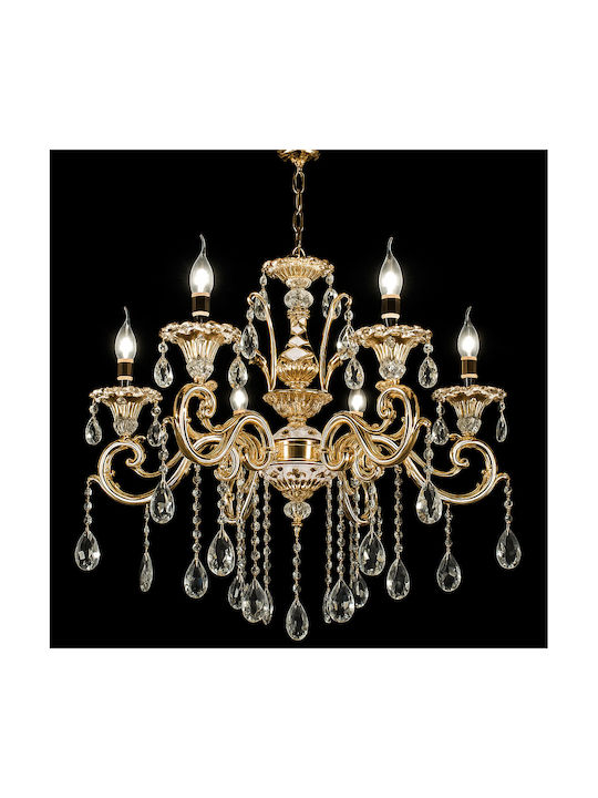 Alista Home Candelabru 6xE14 cu Cristale Auriu AT1CT-VV1A-HT2L-2325/6FG