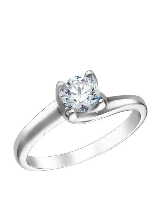 Ioannis Kosmima Single Stone Ring In 9K White Gold With Zircon