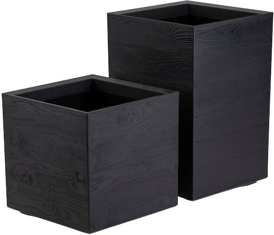 HowHomely Vaze Pentru Plante Din Plastic Negru Set 2 Bucăți