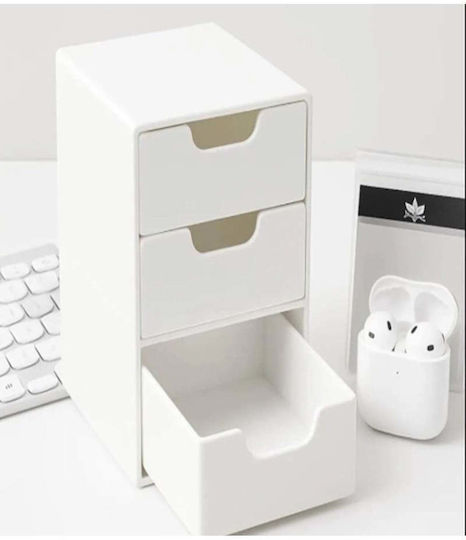 SteweHome Mini Organizer 3 Schubladen Schmuck Make-up Zubehör Weiß
