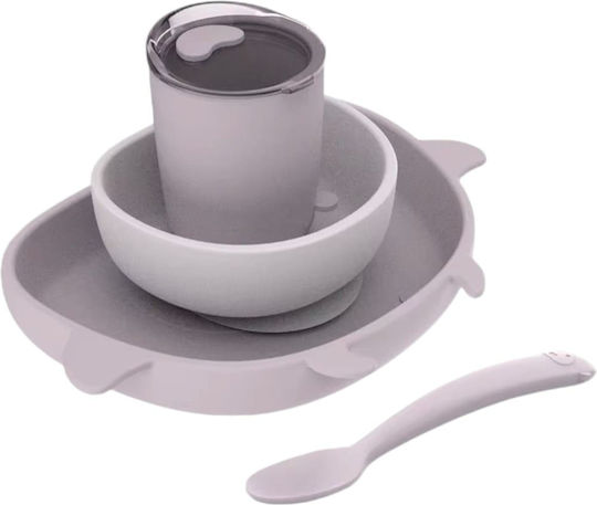 Queen Mother Feeding Set Purple, Cow, Silicone with Anti-Slip Base Purple 4 Pieces