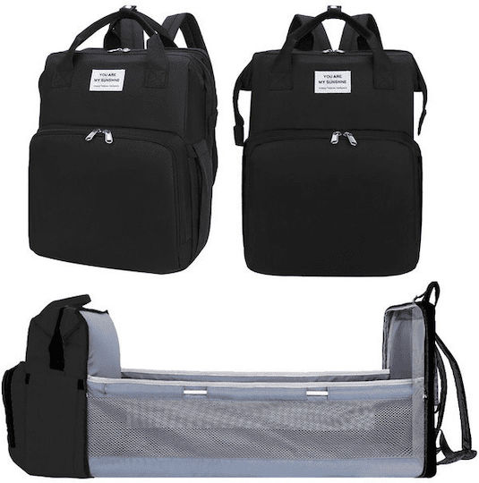 Queen Mother Bag-Bed Backpack "you Are My Sunshine" Black