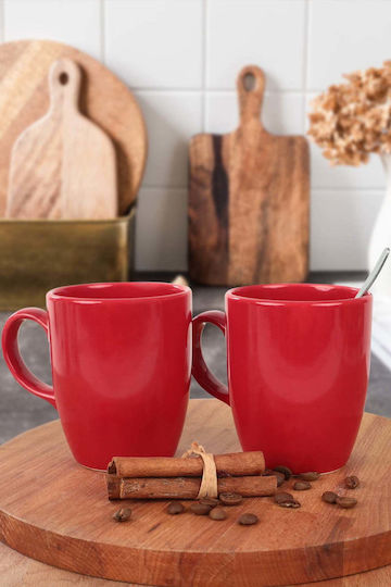 SteweHome Set Tassen Kaffee Keramik Rote 300ml 6 Stück