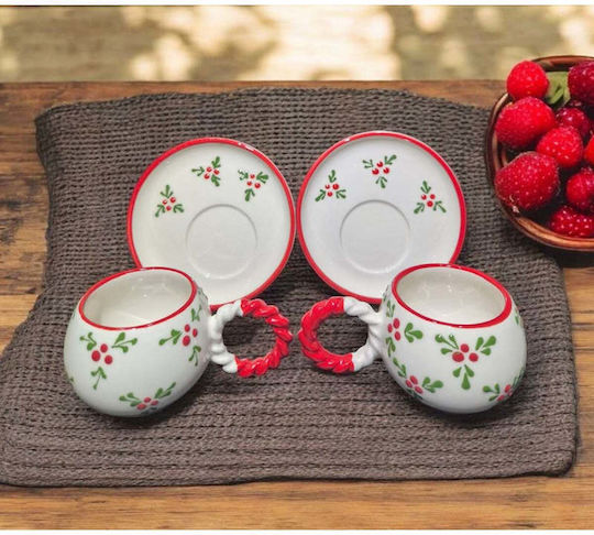 SteweHome Set Tassen Kaffee Keramik Rote 130ml 4 Stück