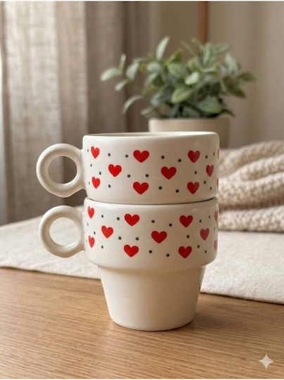 SteweHome Set Ceramic Beige Espresso Cups 90ml 2 Pieces