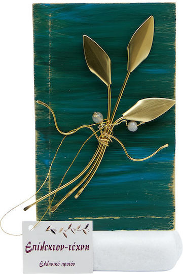 Epilekton-art 07-475 Handmade Tabletop Decor – Rectangular Frame Oxidized Green Copper Leaf Olive 13x8 cm