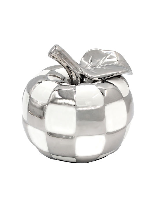 Decorative Ceramic Apple Φ16x16 In White Silver Keskor 78748-2
