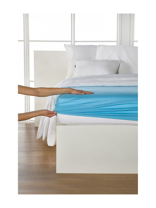Living Home Σεντόνι Υπέρδιπλο με Λάστιχο 160x200+30εκ. Bright Blue