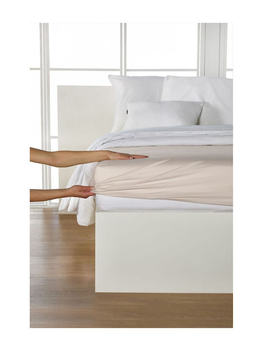 Living Home Double Bed Sheet With Rubber Hugger 160x200+30cm Natur 1400