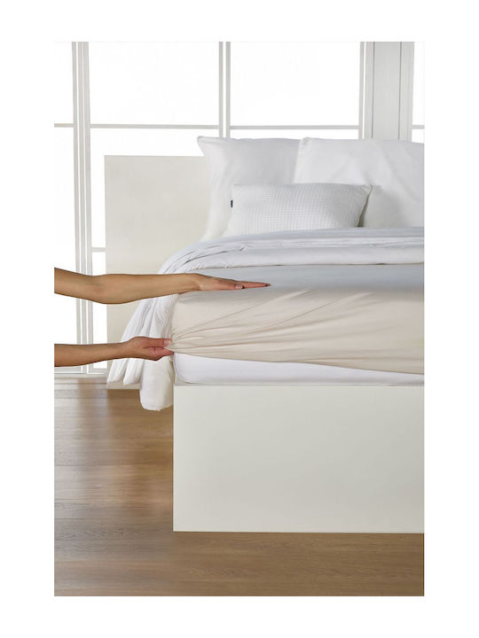 Living Home Super-Double Bed Sheet With Rubber Hugger 160x200+40cm Beige