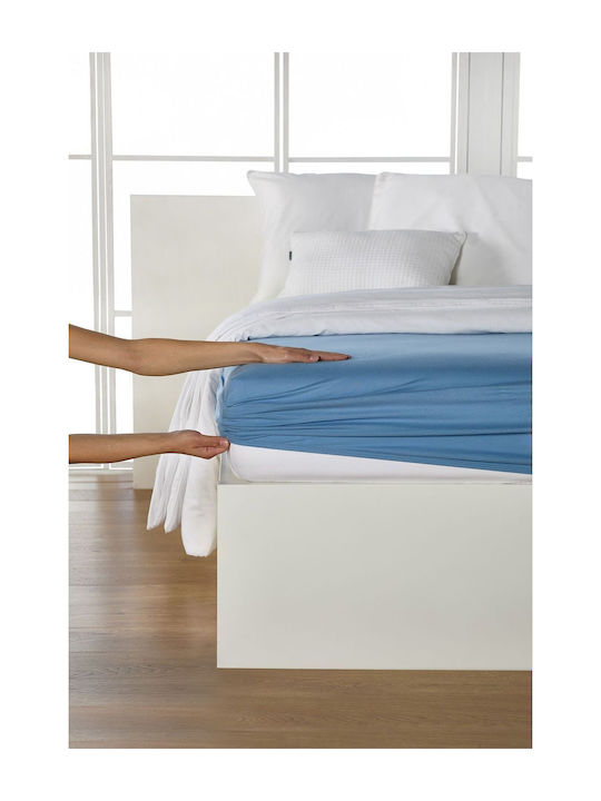 Living Home Super-Double Bed Sheet With Rubber Hugger 160x200+30cm Stahlblau 306