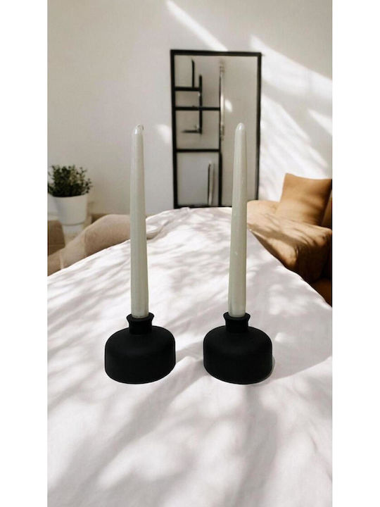 SteweHome Ceramic Candle Holder In Black Colour 10x10cm