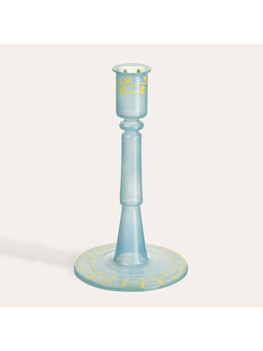 SteweHome Glass Candle Holder In Blue Colour 9x18cm