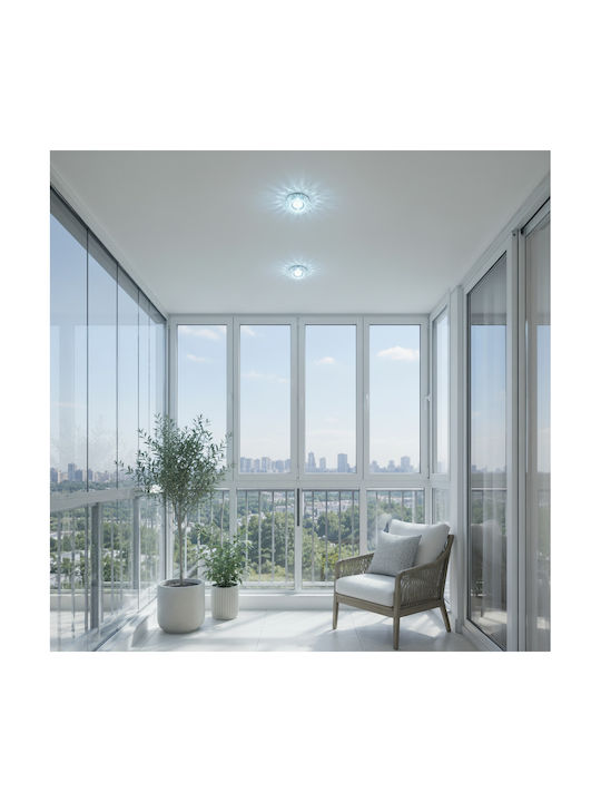 Alista Home Spot Rotund Din Sticlă De Tavan Cu LED Încorporat RGB Alb