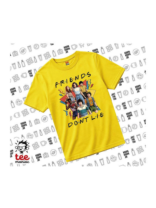 Stranger Things Kids T-shirt Yellow Friends Don...