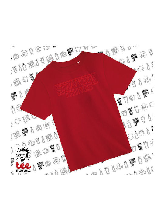 Stranger Things Kinderoberteile T-Shirt Rot Log...