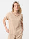 Damen Bluse Kurzärmelig Beige