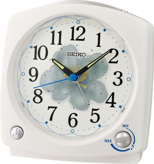 Seiko Geräuschlose Tischuhr mit Zeigern mit Wecker QHP012W
