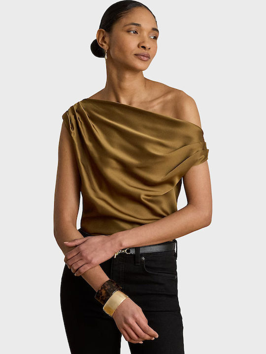 Bluse Für Damen Satin Brick Braun
