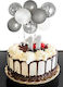 Silver White Balloon Topper Silver Confetti