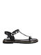 Flache Damen Sandalen Schwarz