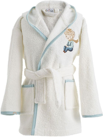 Vesta Home Baby Bathrobe Hooded White-Ciel