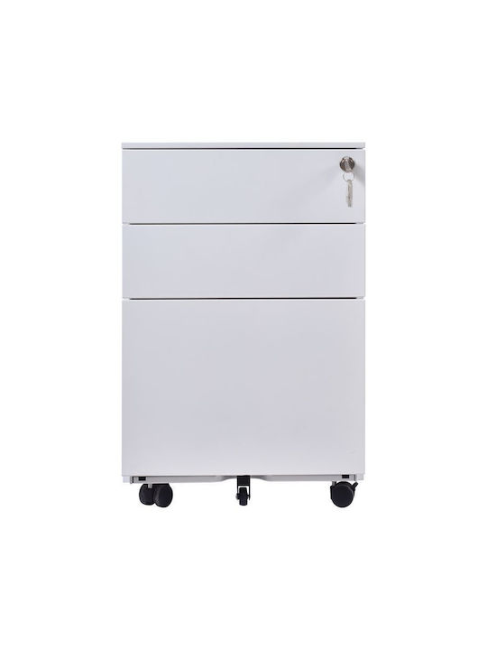 Comodă Dormitor Metalică cu 2 Sertare Albă 39x52x60cm E6009