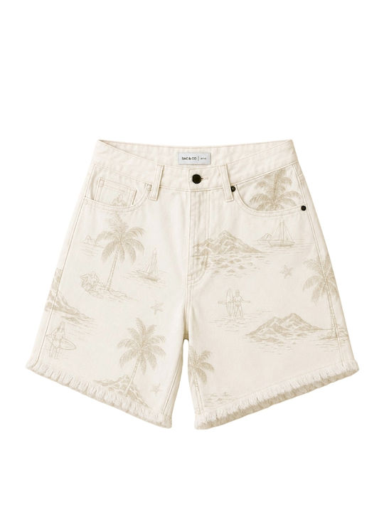 Sac & Co Women's High Waist Shorts Off White