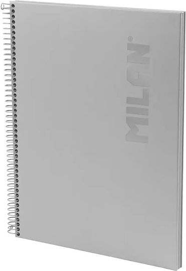Milan Spiral Ruled Notebook A4 80 Paper Sheets Grey