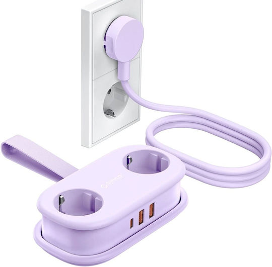 Orico GaN Charging Station With 2 USB-A Output Ports And USB-C Output Port And USB-C Cable 20W Power Delivery In Purple Colour AP3