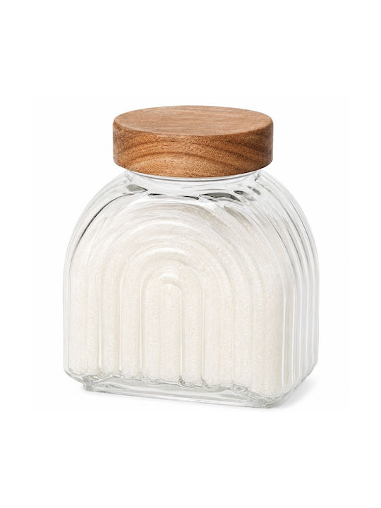 Glass Jar for Sugar Coffee Tea Cereals with Lid Brown 600ml 1 Piece