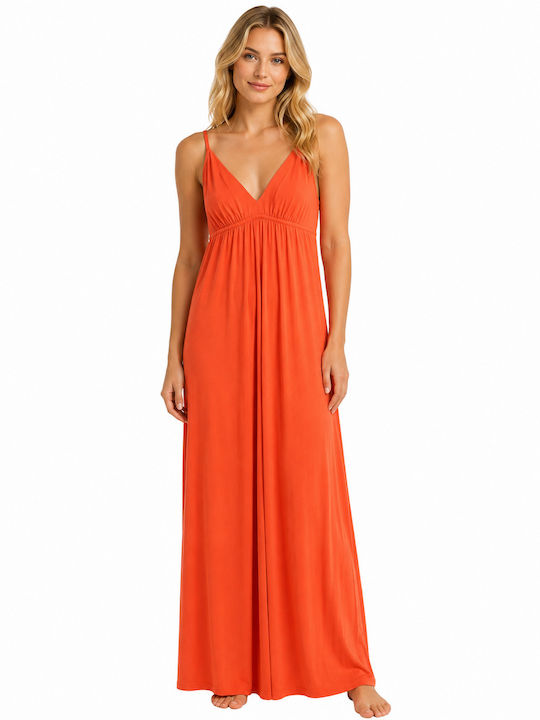 Benetton Damen Maxi Strandkleid Orange Benetton Damen Maxi Strandkleid Orange