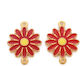 Edelstahl Verbindung Blume Gold Emaille 21x15,5x2mm 1 Stück