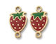 Steel Connector Strawberry Gold Enamel 17x9mm 2 Pieces