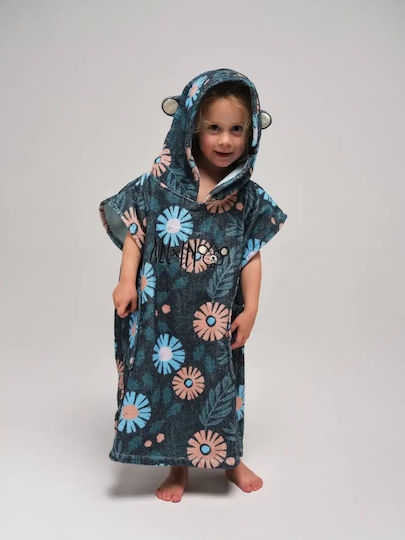All In Baby Poncho 3-6 Years Old Floral Blue