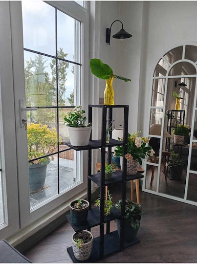 SteweHome Wooden Black Plant Stand Shelf 22.5x20x115cm