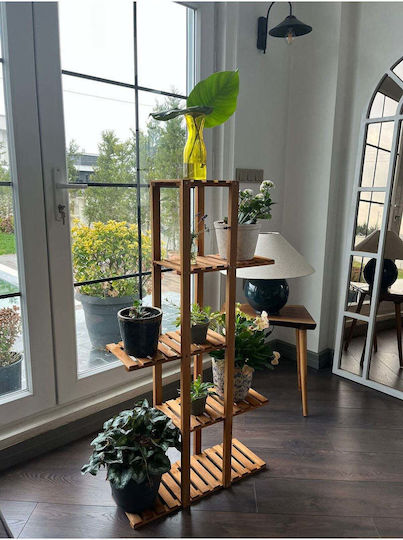 SteweHome Wooden Brown Plant Stand Shelf 22.5x20x113cm