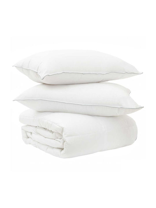 vidaXL Set Double Quilt 200x220cm White 2pcs