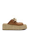 Δερμάτινα Γυναικεία Σανδάλια Flatforms Ταμπά