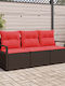 Three-Seater Outdoor Rattan Sofa With Cushions 62x55x85cm