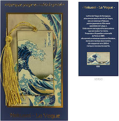 Metal Bookmark Printed Card Vague Hokusai 7.5x14 Cm
