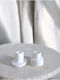 Stewehome Set of 2 Pieces Minimalist White Decorative Candle Holders Concrete Ecru 5x7 Cm