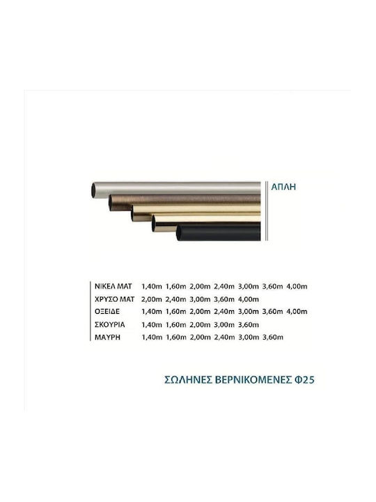 Import Hellas Μεταλλικό Κουρτινόξυλο Μονό Φ25mm 160εκ. Νικελ Ματ