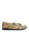 Leather Women's Loafers in Beige Color