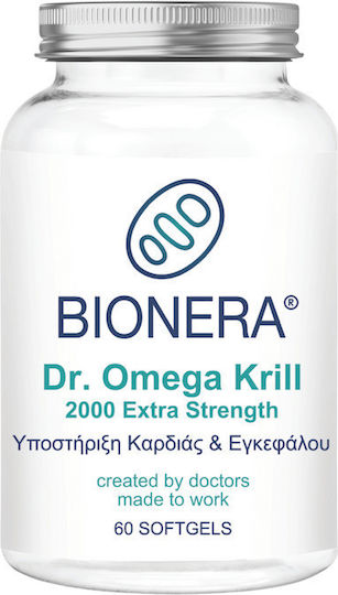 Bionera Dr. Omega Krill 2000mg Besondere Nahrungsergänzungsmittel für Gesunde Leder 2 Weiche Kapseln 60 Stück