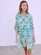 Celestino Women's Kaftan Shirt Metallic Paisley Loose Fit Green