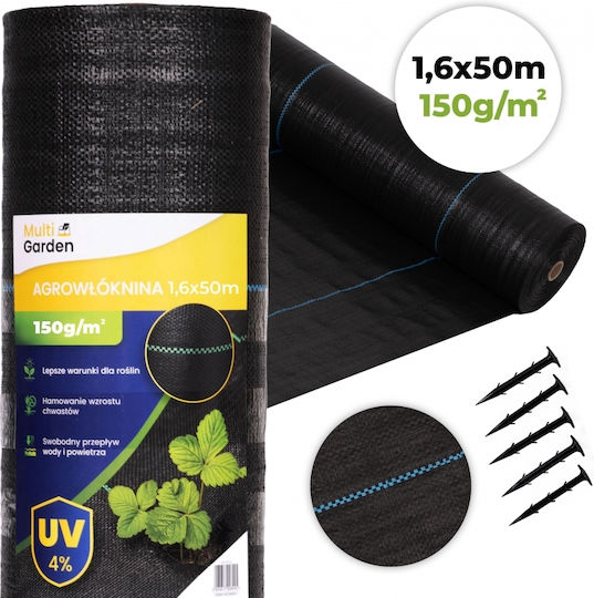 MultiGarden Weed150-M3 Agro Textilien Bodendecker 150gr/m² 50x1.6m Schwarz