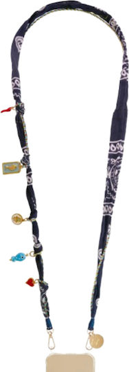 La Coque Francaise Long Bandana Chain Neck Strap Blue Charms 362338 Women's