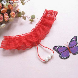 Aph Червено Едно Дантела Перли Red Lingerie Lace Pearls 6860