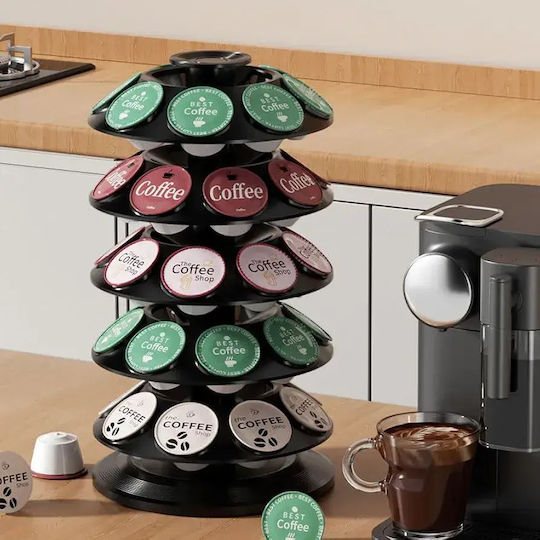 Rotating Coffee Capsule Stand 40 Slots Black